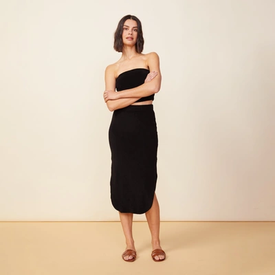 Monrow Terry Cloth Midi Skirt In Black