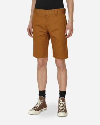 Shop Dickies Slim Fit Shorts In Brown