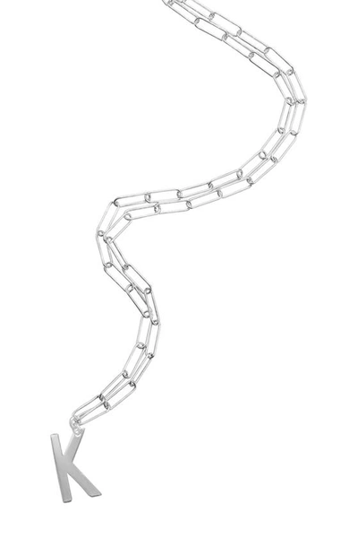 Adornia Initial Pendant Paperclip Necklace In Silver - K
