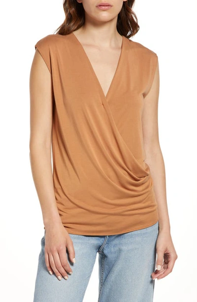 Rag & Bone Christy Draped Surplus Top In Ltbrown