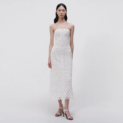 Shop Jonathan Simkhai Elise Crochet Midi Dress In White
