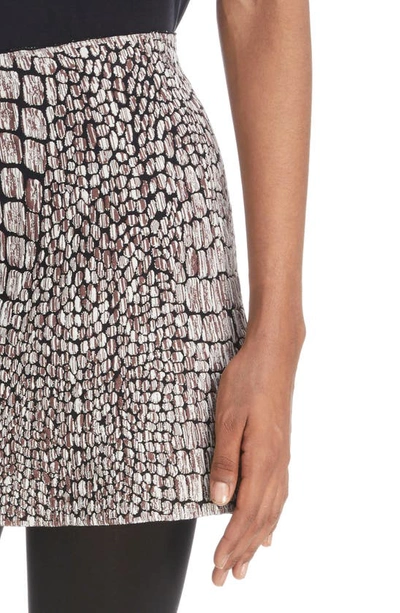 Shop Alaïa Snake Jacquard Miniskirt In Noir/ Marron