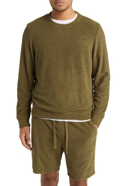 Shop Ugg Coen Brushed Terry Cloth Crewneck Sweatshirt In Burnt Olive