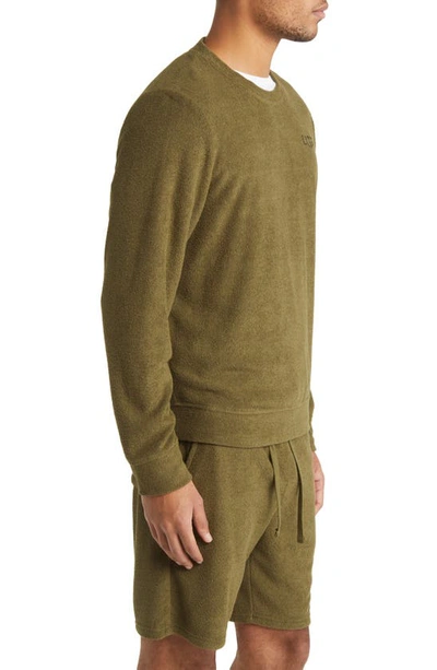 Shop Ugg Coen Brushed Terry Cloth Crewneck Sweatshirt In Burnt Olive