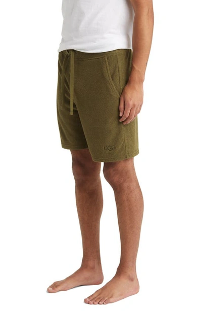 Shop Ugg Dominick Brushed Terry Pajama Shorts In Burnt Olive