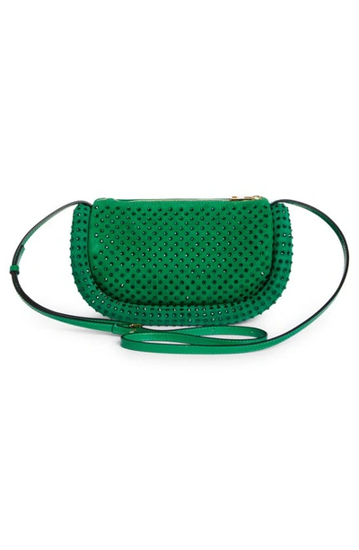 Shop Jw Anderson The Bumper Crystal Embellished Leather Shoulder Bag In Bright Green