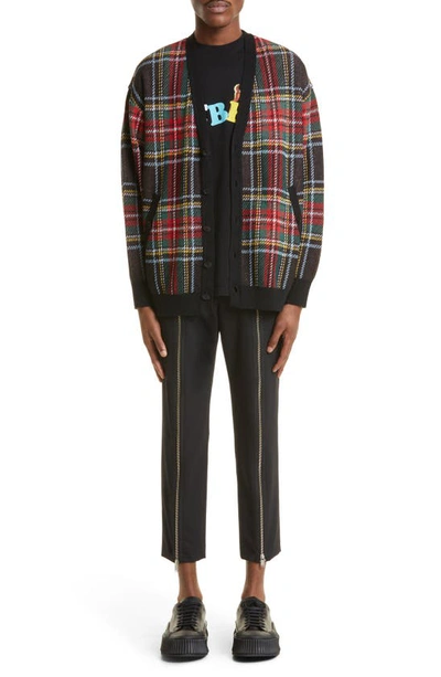 Shop Undercover Tartan Plaid Cotton Cardigan In Black Check