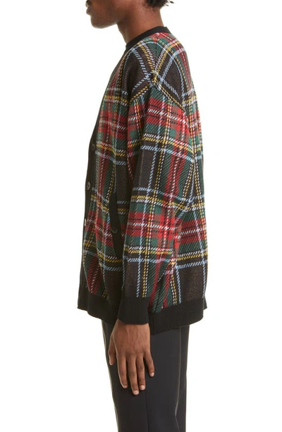 Shop Undercover Tartan Plaid Cotton Cardigan In Black Check