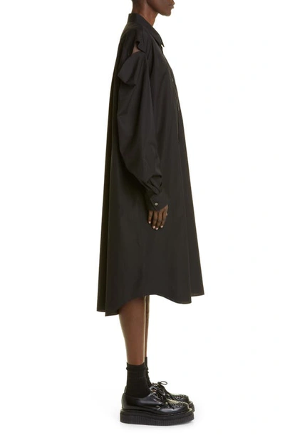 Shop Comme Des Garçons Cotton Broad Button-up Dress In Black