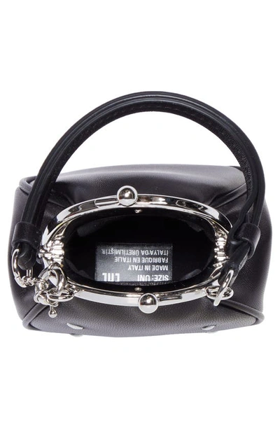 Shop Maison Margiela Mirco Leather Frame Bag In Black