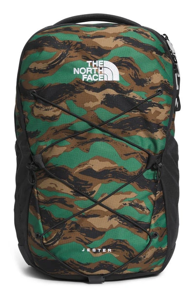 Shop The North Face Jester Water Repellent Backpack In Deep Grass Green Camo/grey