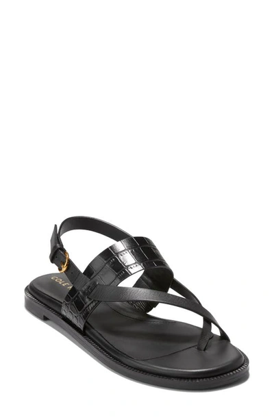 Shop Cole Haan Anica Lux Sandal In Black Croco Print Leather