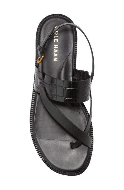 Shop Cole Haan Anica Lux Sandal In Black Croco Print Leather