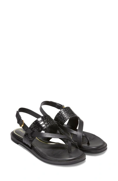 Shop Cole Haan Anica Lux Sandal In Black Croco Print Leather