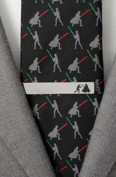 Cufflinks, Inc Men's Star Wars Vader Luke Lightsaber Battle Tie Bar In Silver