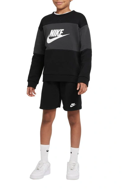 Shop Nike Kids' Colorblock Cotton Blend French Terry Tracksuit In Black/ Dk Smoke Grey/ White