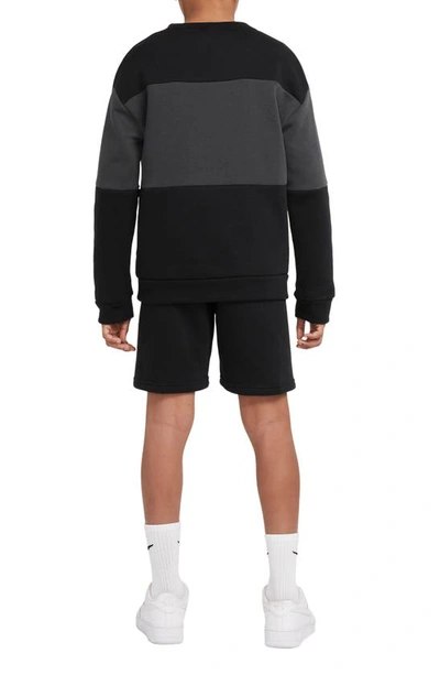 Shop Nike Kids' Colorblock Cotton Blend French Terry Tracksuit In Black/ Dk Smoke Grey/ White