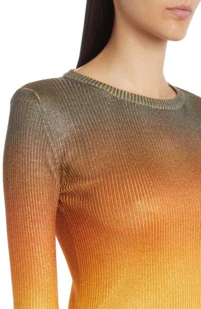 Shop Etro Metallic Ombré Rib Sweater In Orange