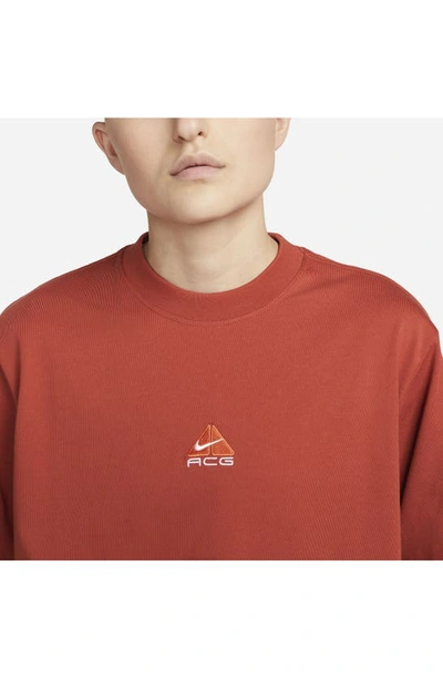 Shop Nike Embroidered Logo Relaxed Fit T-shirt In Cinnabar