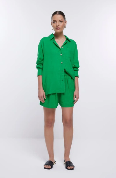 Shop River Island Oversize Button-up Shirt In Green
