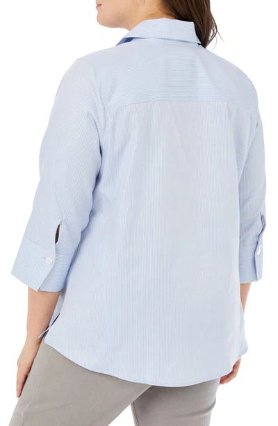 Shop Foxcroft Paityn Stripe Non-iron Cotton Shirt In Blue