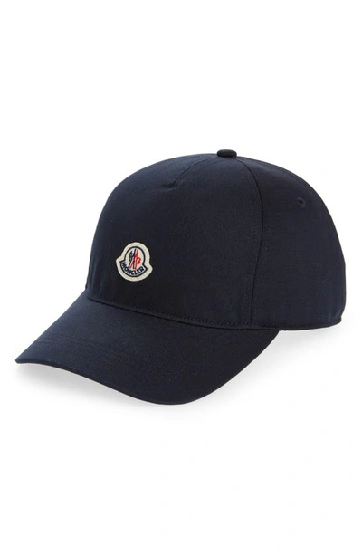 Shop Moncler Logo Patch Baseball Cap In Blue