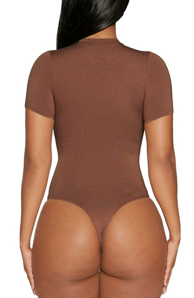 Shop Naked Wardrobe The Nw Lovin' The Crew T-shirt Bodysuit In Chocolate