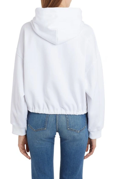 Shop Valentino Sequin Logo Cotton Hoodie In 0bo-bianco