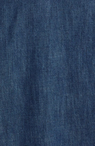Shop Valentino Garavani Plunge Neck Long Sleeve Denim Tunic In 558-medium Blue Denim