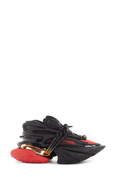 Shop Balmain Unicorn Low Top Sneaker In Black/ Bright Red/ Gol