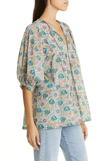 Shop Mille Thalia Puff Sleeve Top In Caribbean Floral
