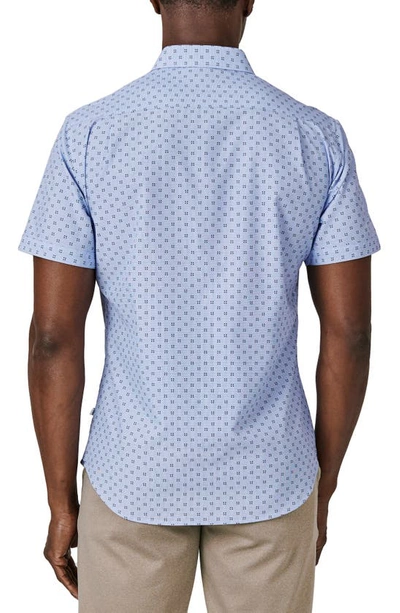 7 Diamonds Bethel Dot Print Short Sleeve Button-up Shirt In Light Blue