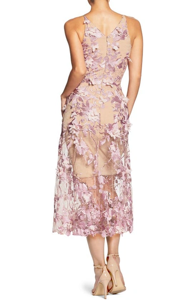 Shop Dress The Population Audrey Embroidered Fit & Flare Dress In Lilac/nude