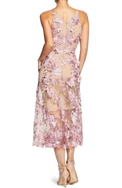 Dress The Population Audrey Embroidered Fit & Flare Dress In Lilac/nude