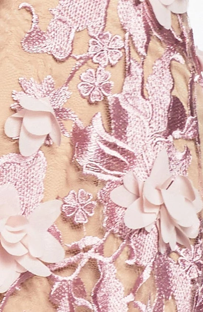 Dress The Population Audrey Embroidered Fit & Flare Dress In Lilac/nude