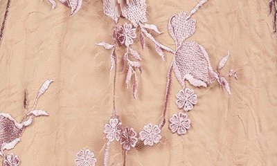 Dress The Population Audrey Embroidered Fit & Flare Dress In Lilac/nude