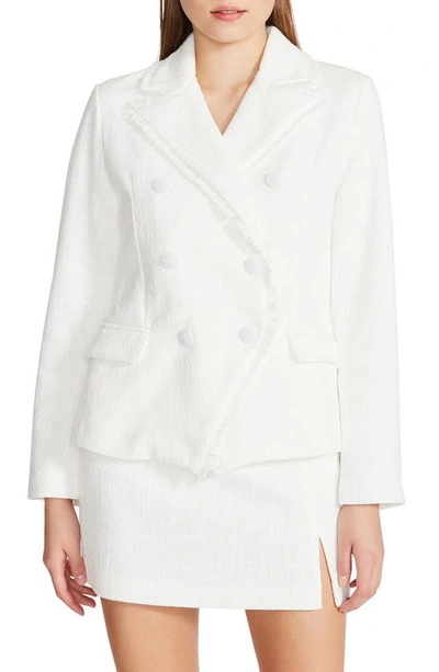 Shop Steve Madden Naomi Double Breasted Tweed Blazer In Ivory