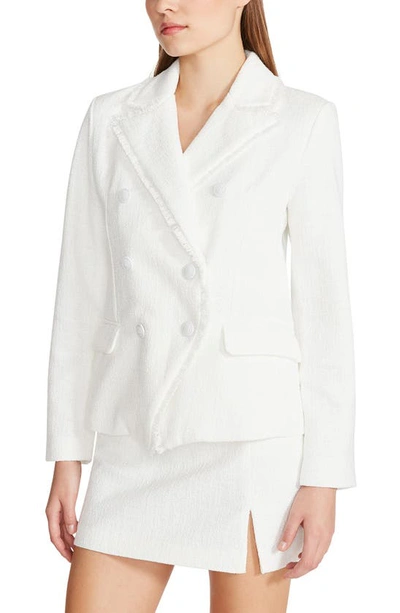 Shop Steve Madden Naomi Double Breasted Tweed Blazer In Ivory