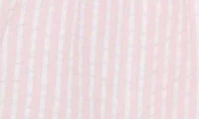Shop Little Me Garden Stripe Cotton Head Wrap, Flutter Sleeve Top & Shorts Set In Pink