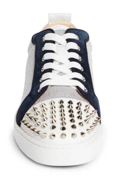 Christian Louboutin - Louis Junior Spike-embellished Cotton Trainers - Mens - Navy Grey