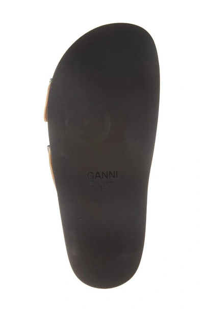 Shop Ganni Egret Buckle Platform Sandal In Pale Khaki