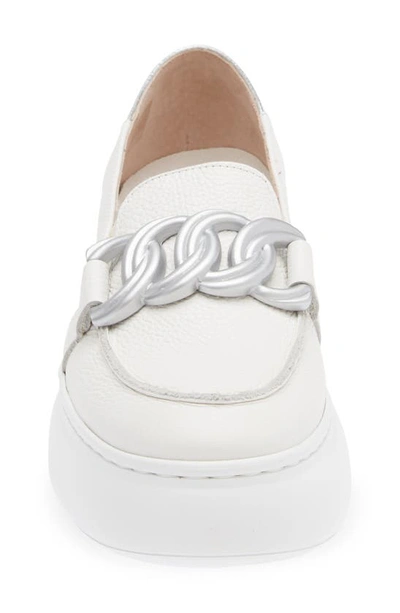 Shop Wonders A-2634 Platform Loafer In White/ Silver Leather