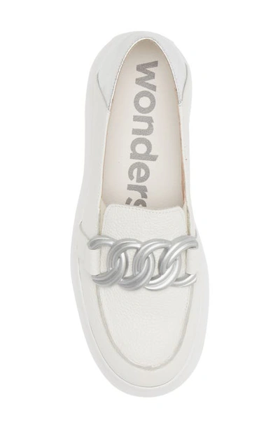 Shop Wonders A-2634 Platform Loafer In White/ Silver Leather