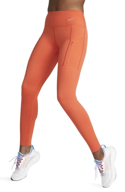 Shop Nike Dri-fit Go High Waist 7/8 Leggings In Mantra Orange/ Black