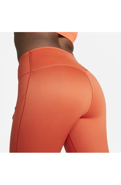 Shop Nike Dri-fit Go High Waist 7/8 Leggings In Mantra Orange/ Black