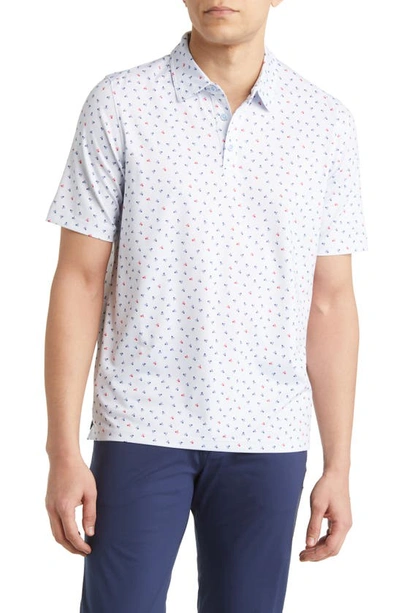 Shop Johnston & Murphy Xc4® Skull Print Performance Golf Polo In Lt. Blue