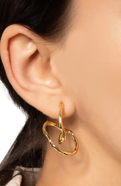 Alexis Bittar Twisted Gold Interlock Hoop Earrings In Gold