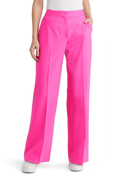 Shop Argent Stretch Wool Wide Leg Trousers In Bright Pink