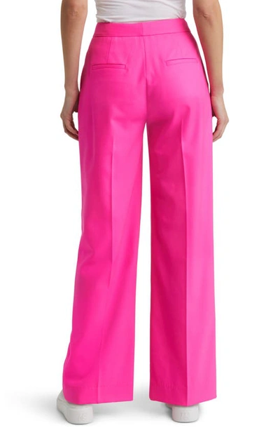 Shop Argent Stretch Wool Wide Leg Trousers In Bright Pink