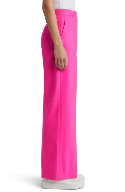 Shop Argent Stretch Wool Wide Leg Trousers In Bright Pink
